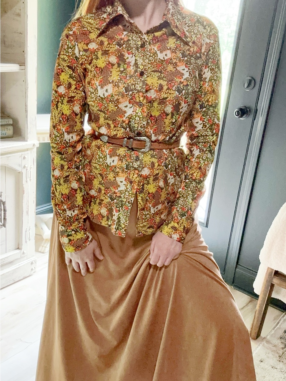 Groovy Vintage Button Up in Floral Print
